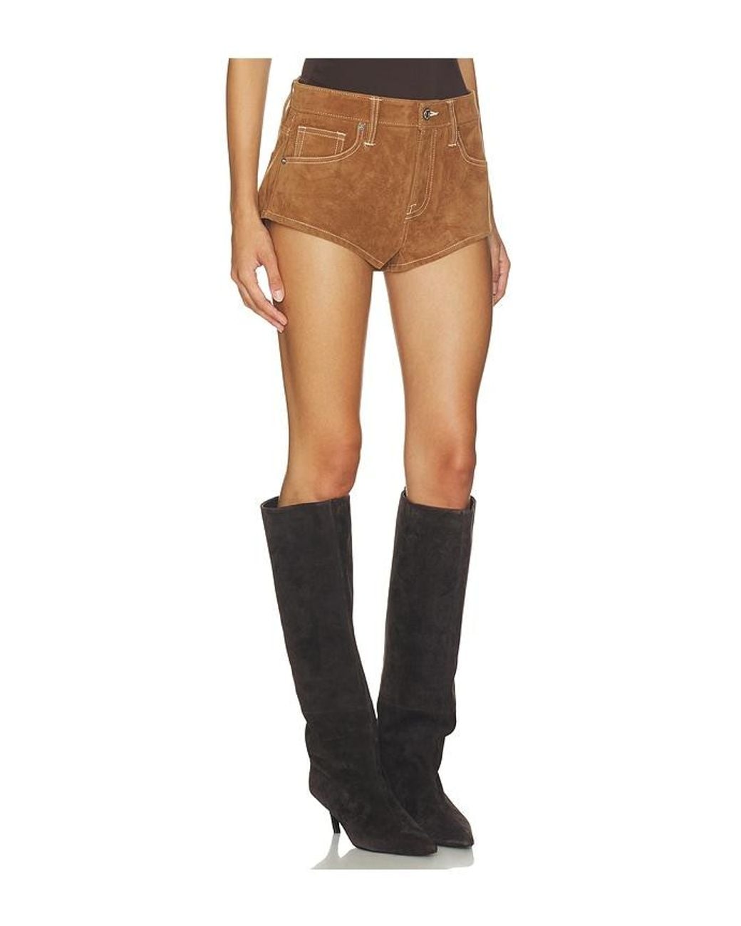 GOOD AMERICAN Black The Better Than Suede Micro Short