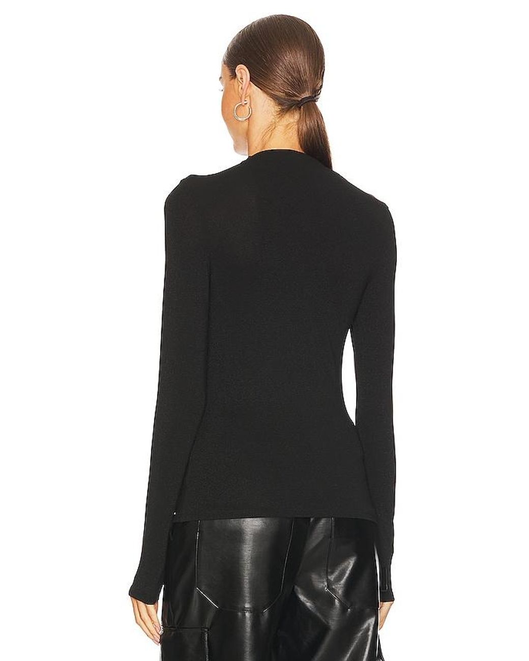 Enza Costa Black Lurex Jersey Slash Top