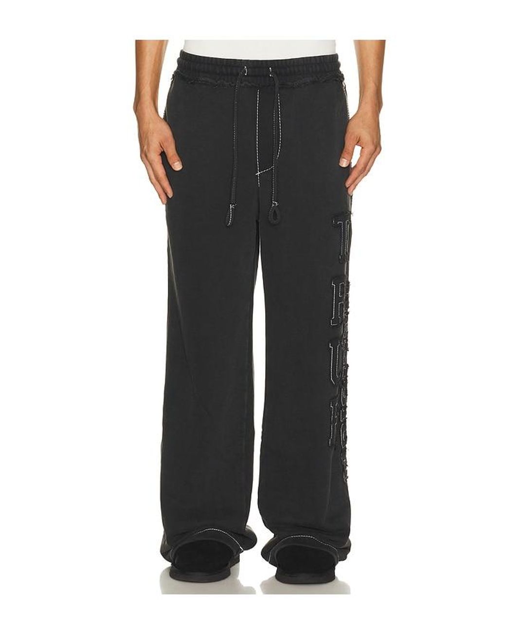 True Religion Black Applique Big T Baggy Sweatpants for men