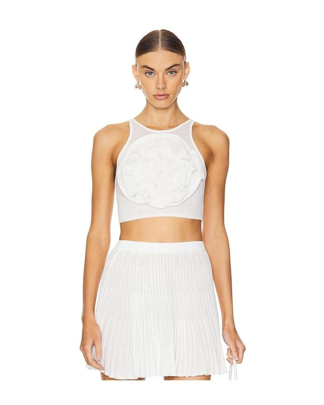 Lovers + Friends White Lara Rosette Top