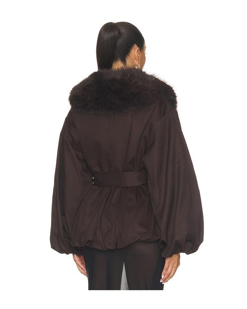 ROTATE BIRGER CHRISTENSEN Black Faux Fur Collar Jacket