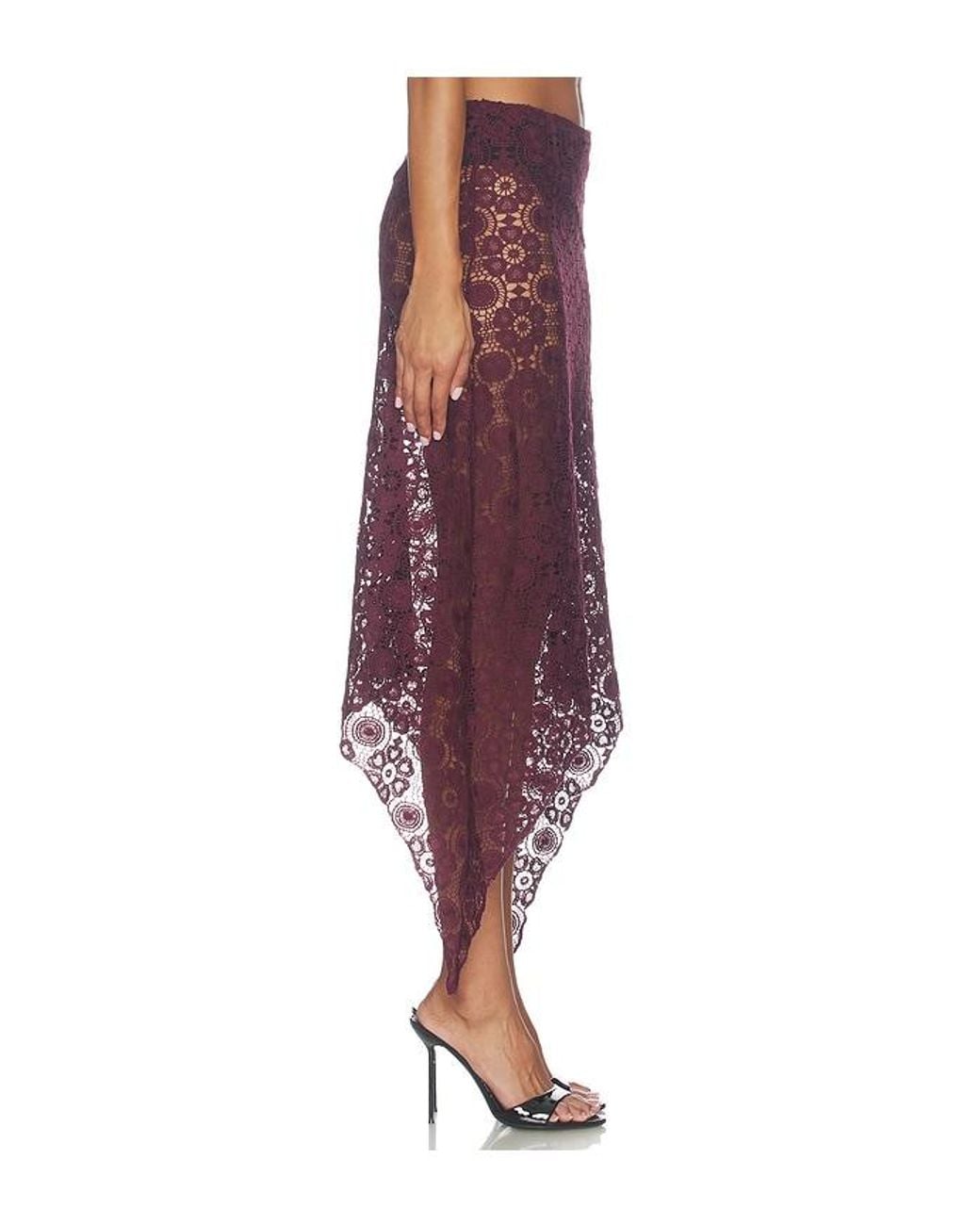 Lioness Purple Trophy Lace Midi Skirt