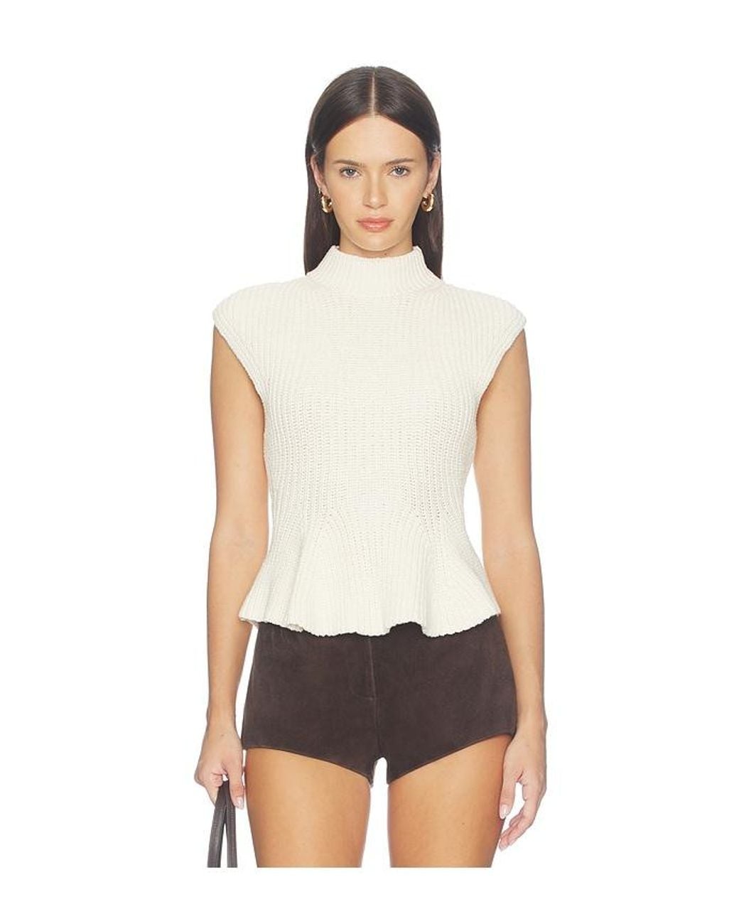 Tularosa White Prina Peplum Sweater