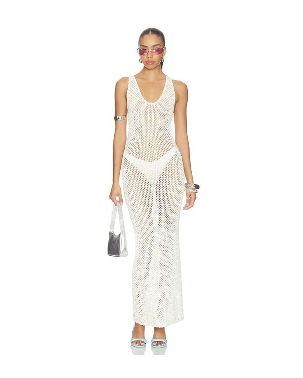 superdown White Zia Crochet Maxi Dress