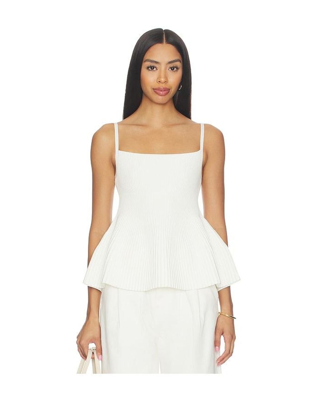 DL1961 White Dl Peplum Tank Instasculpt Rib