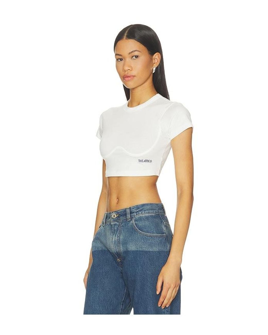 The Attico Blue Logo Crop Tee