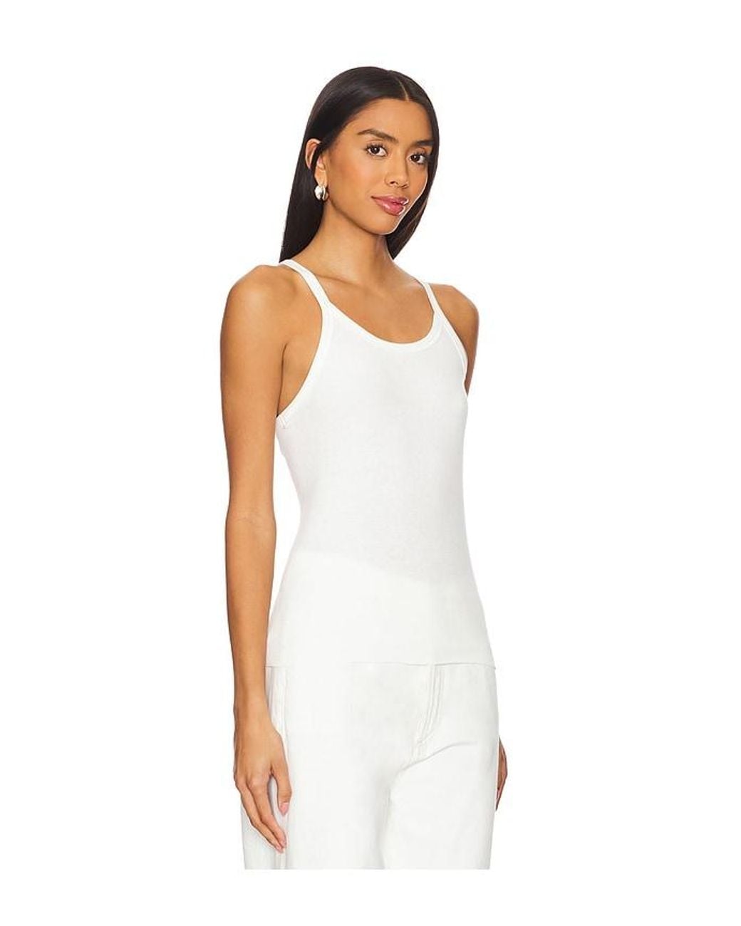ÉTERNE White Rib Tank Top