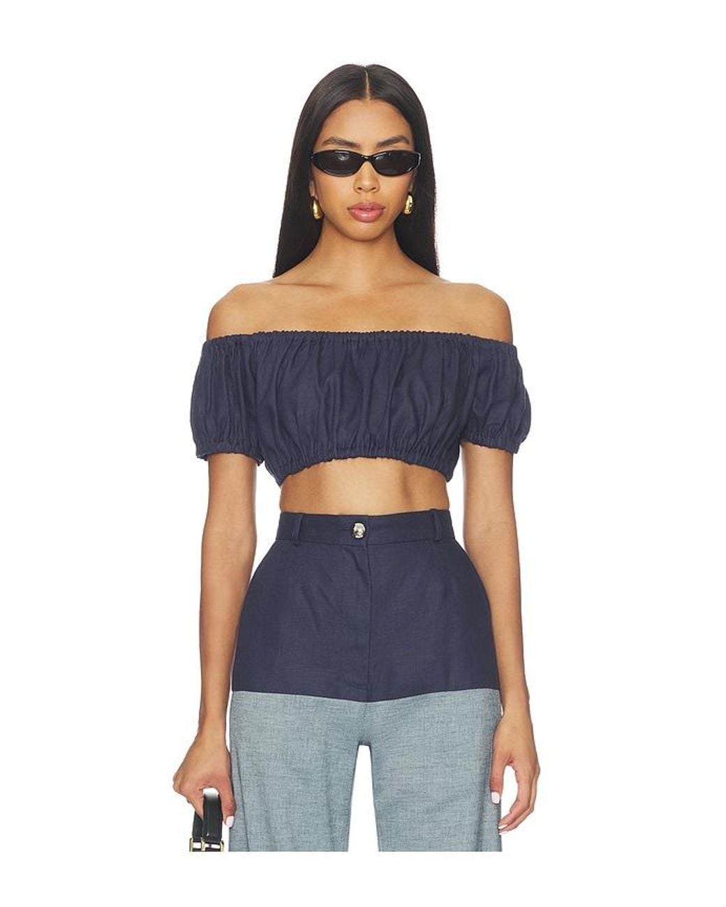 Matthew Bruch Blue Bubble Crop Top