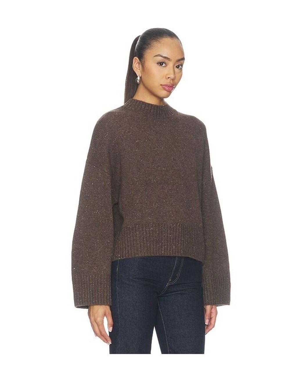 VIR VITA Brown Bettina Cashmere Mock Neck Sweater
