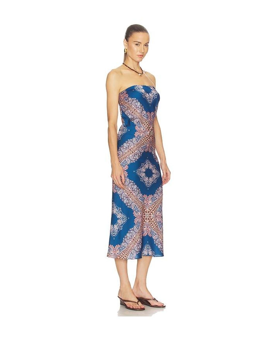MISA Los Angles Blue Thara Midi Dress