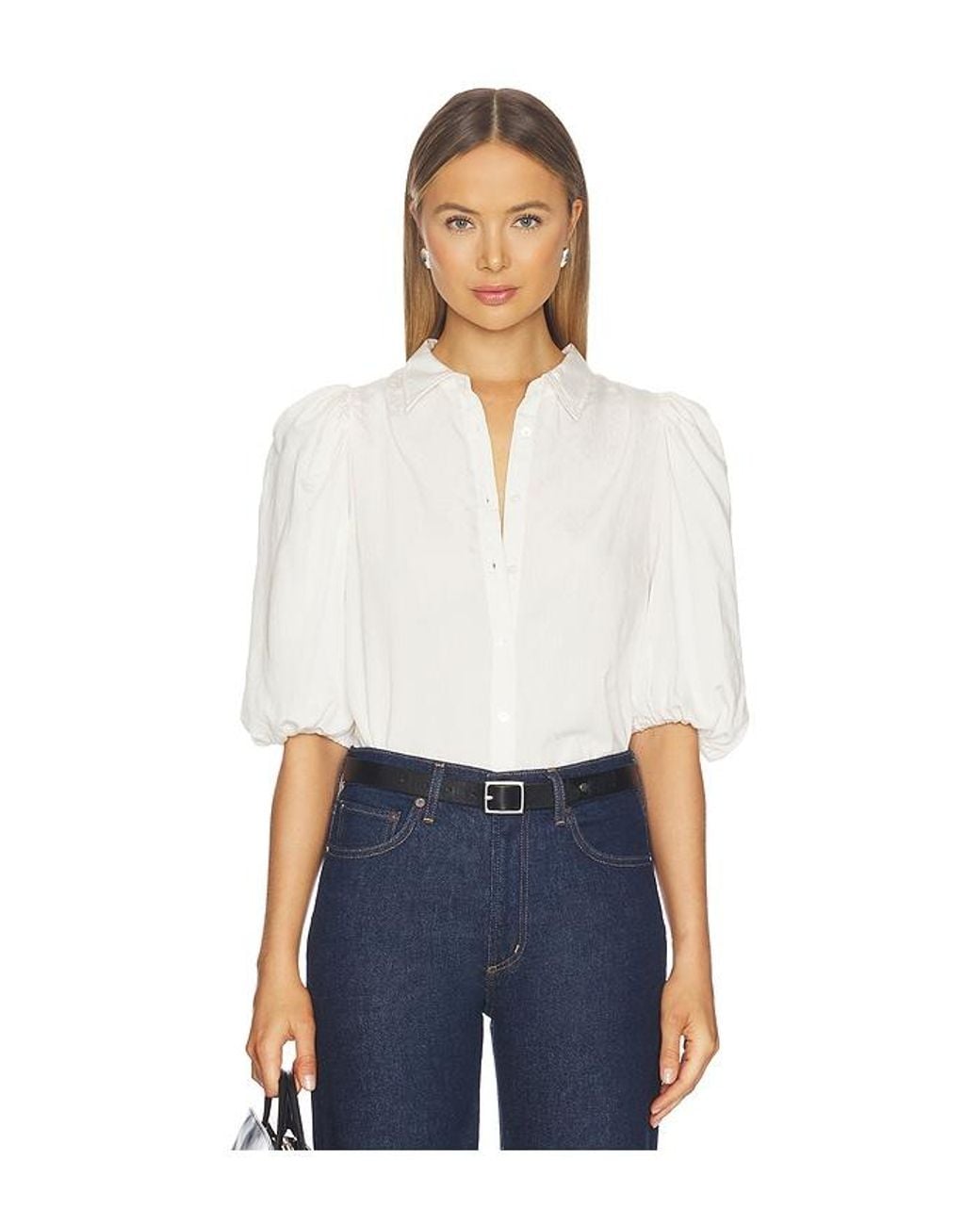 Citizens of Humanity White Anya Puff Sleeve Shirt