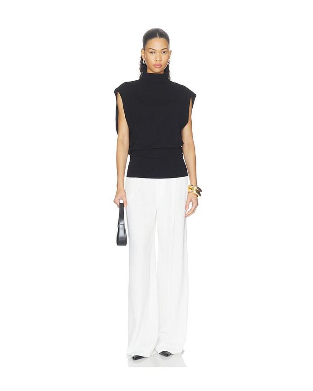 Jonathan Simkhai Black Juli Draped Cape Top