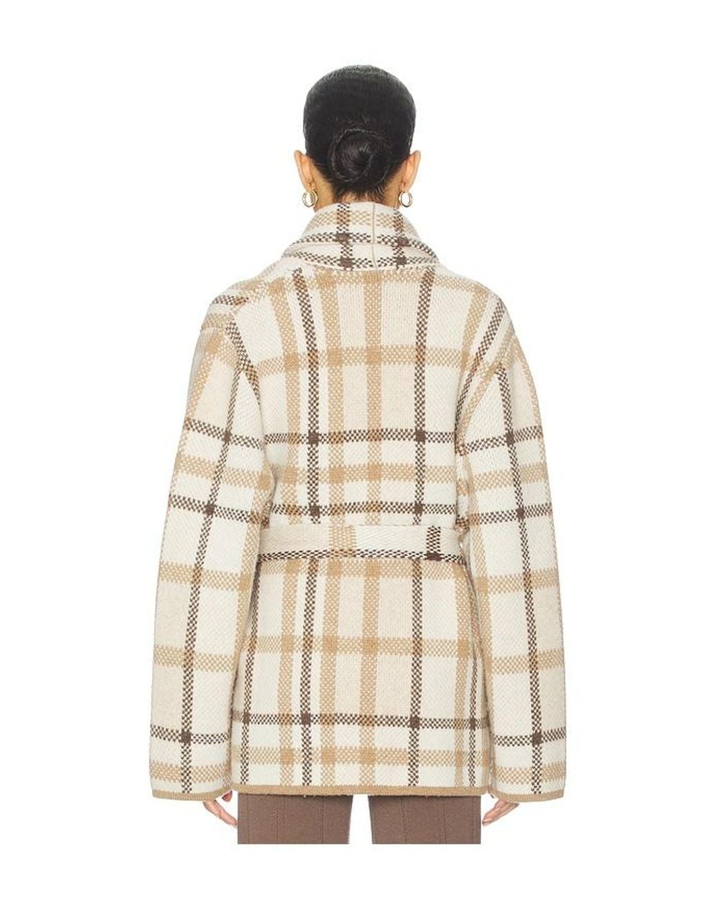 NAADAM Natural Super Luxe Plaid Jacquard Wrap Coat