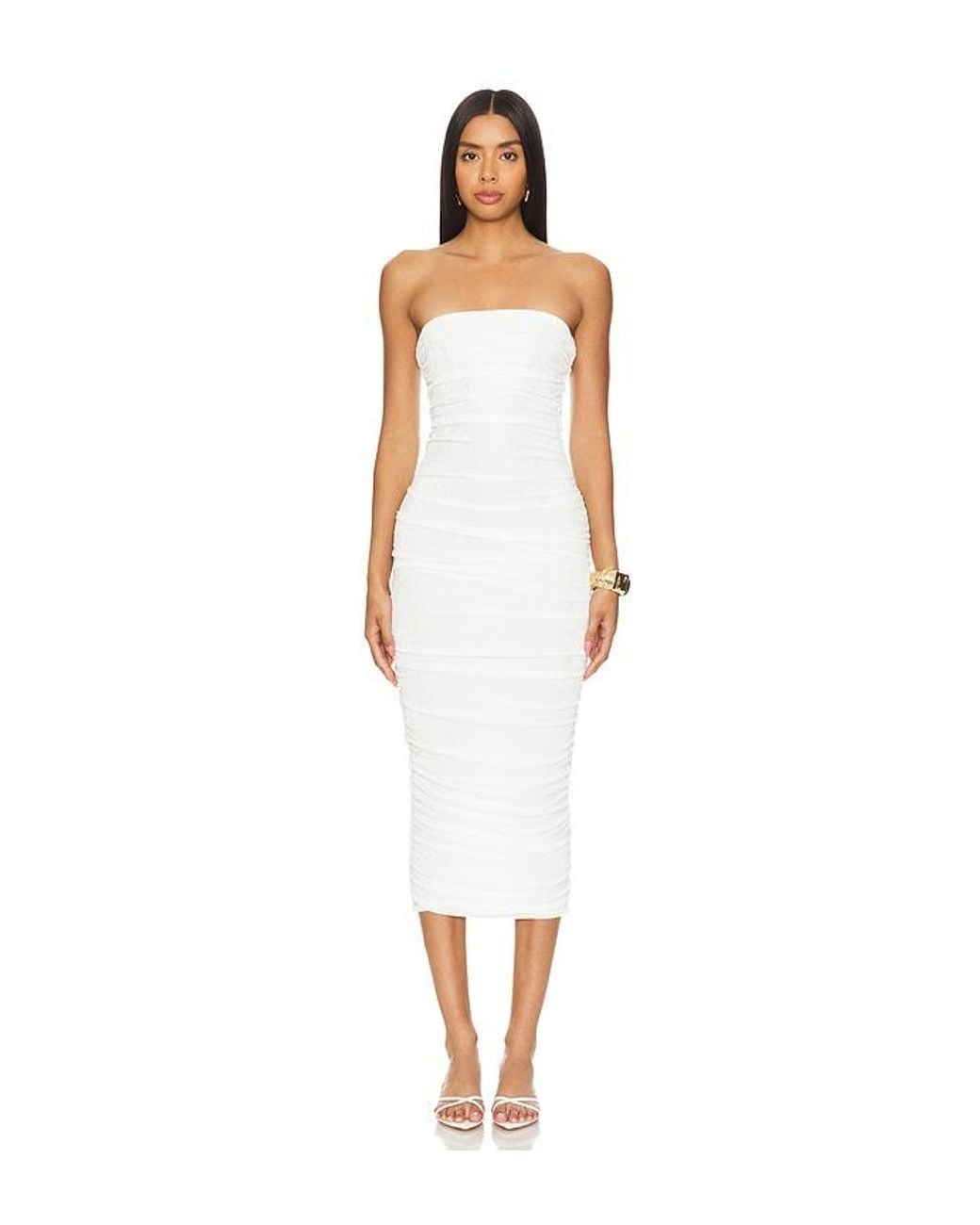 SER.O.YA White Martha Strapless Midi Dress