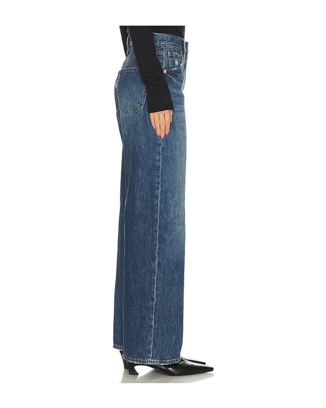Pistola Blue Tate High Rise Bowed Wide Jeans