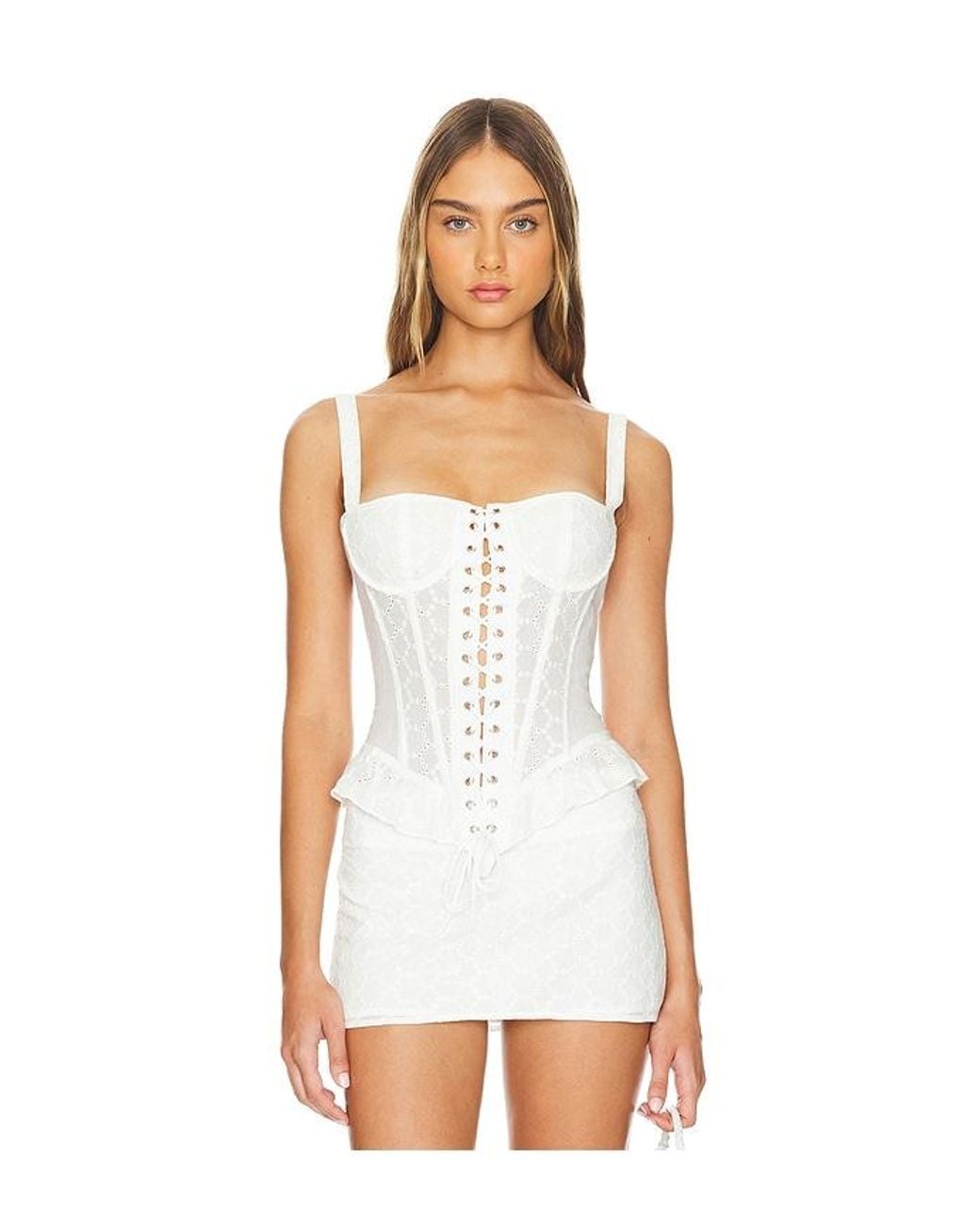 Lioness White Prophecy Tie Up Corset