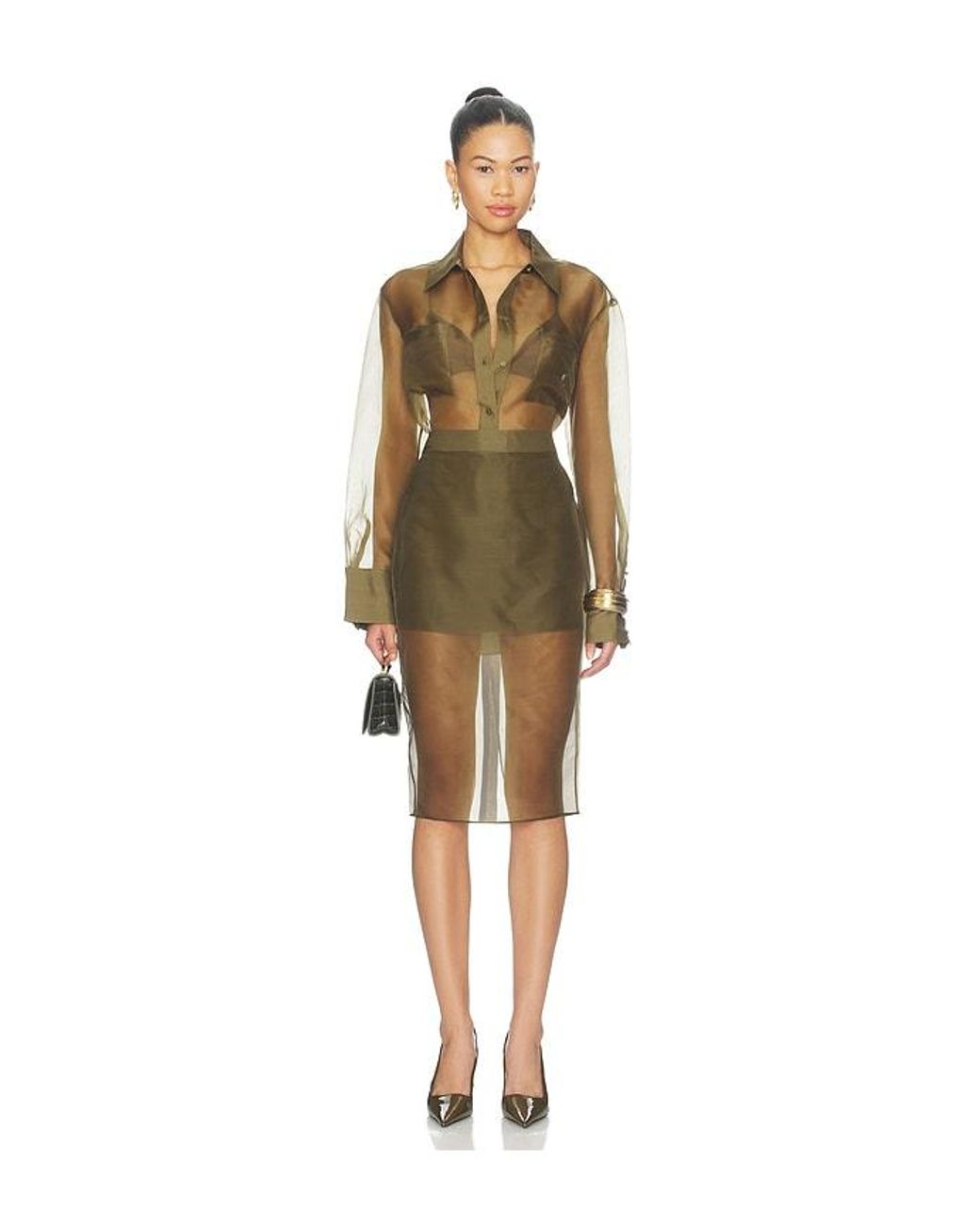 SER.O.YA Green Estella Silk Top