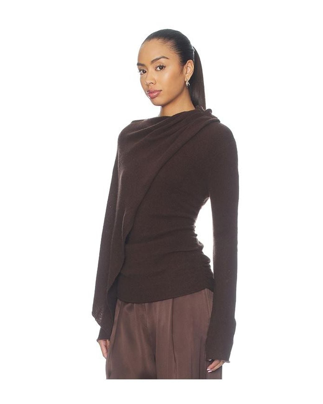 The Sei Brown Scarf Sweater