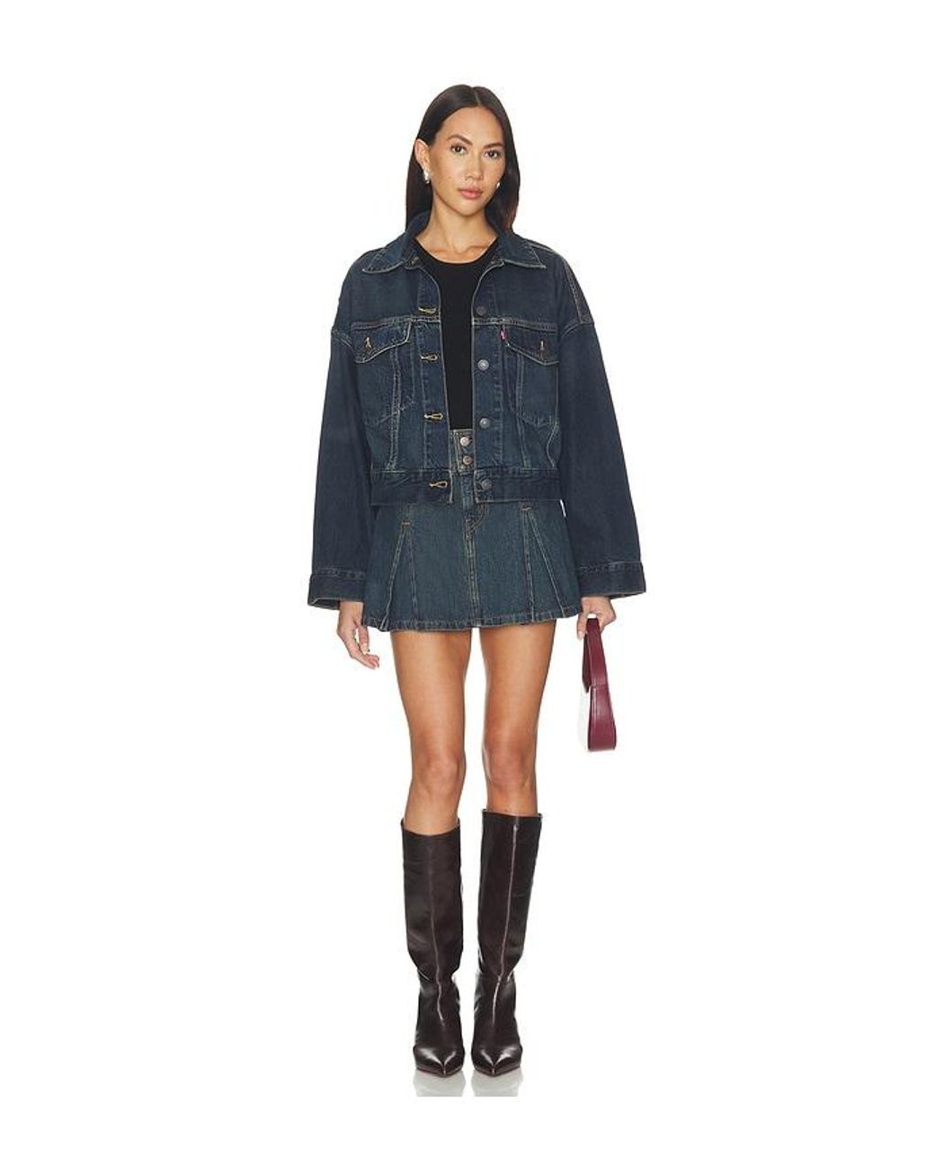 Levi's Blue Inverted Pleat Mini Skirt