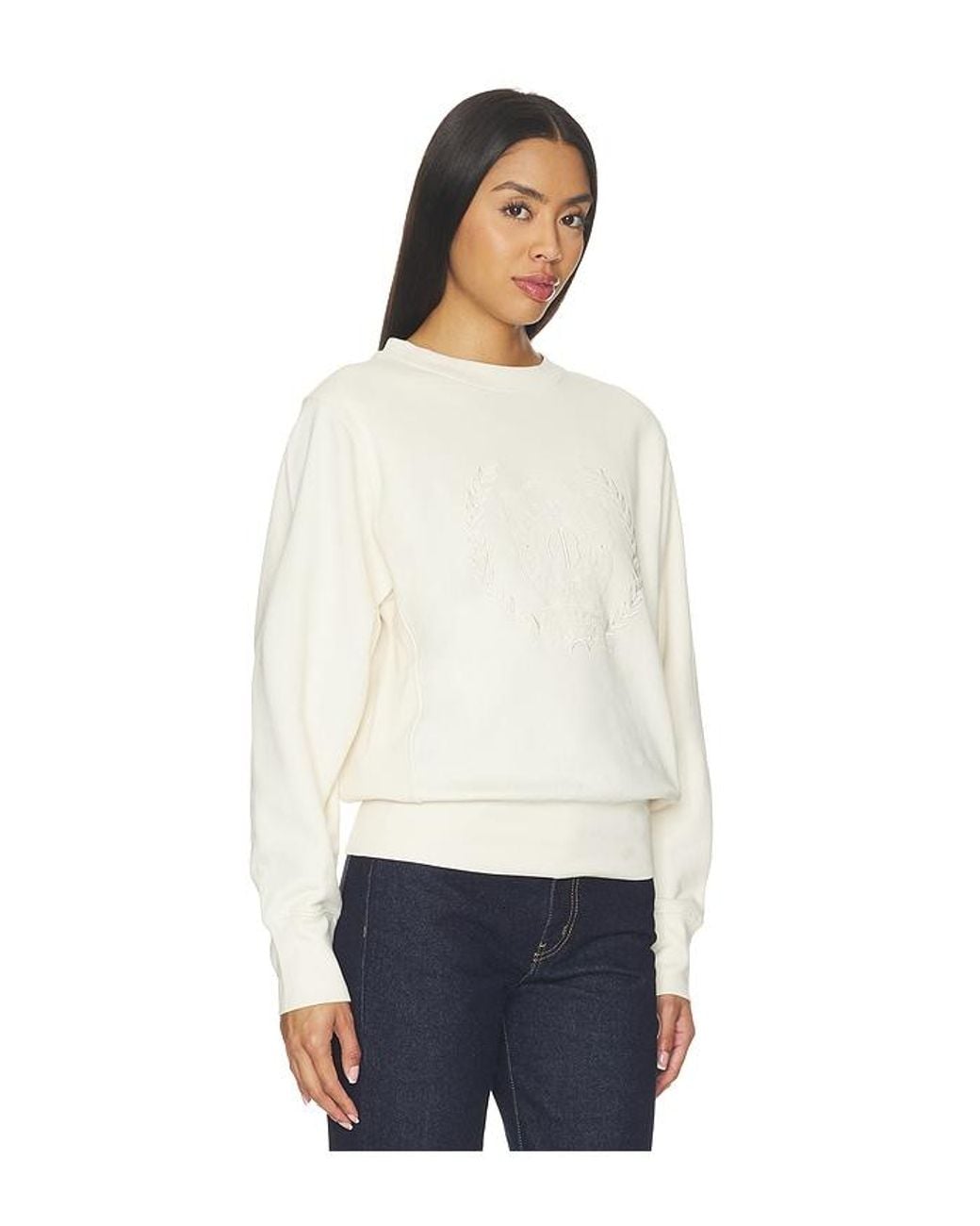 Anine Bing White Harry Shrunken Signet Sweatshirt