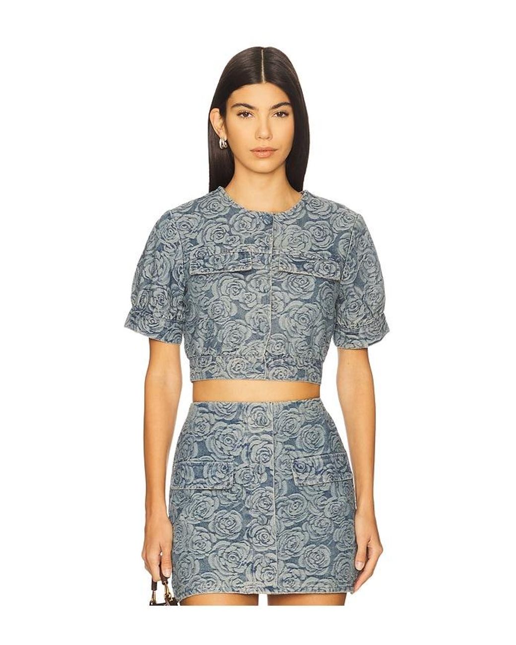 Amanda Uprichard Blue Bello Short Sleeve Jacket