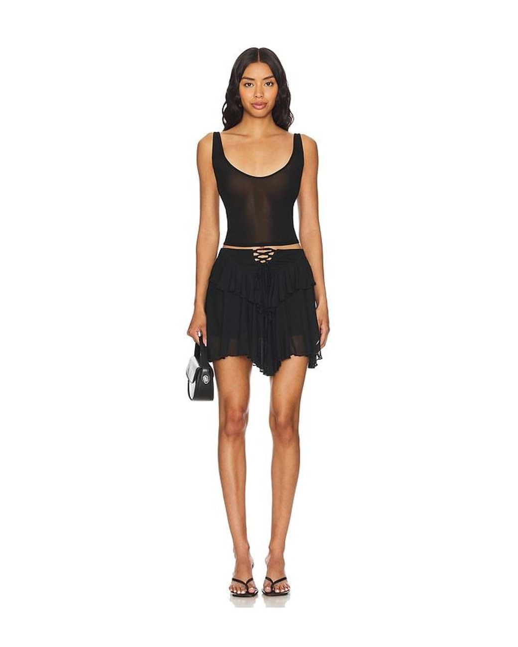 MORE TO COME Black Coral Mini Skirt