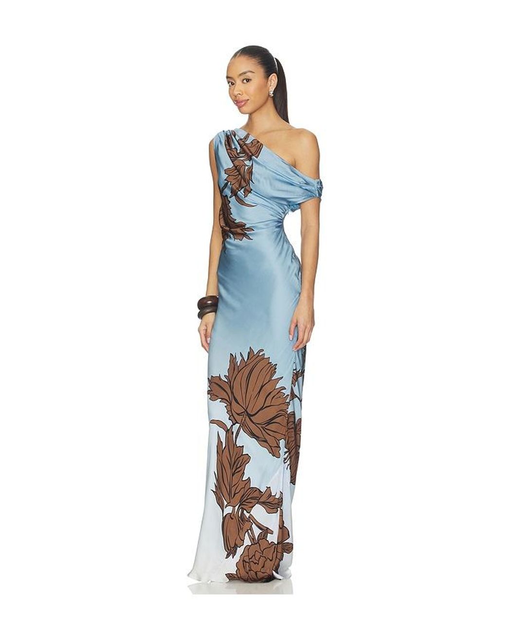 Rococo Sand Blue One Shoulder Maxi Dress