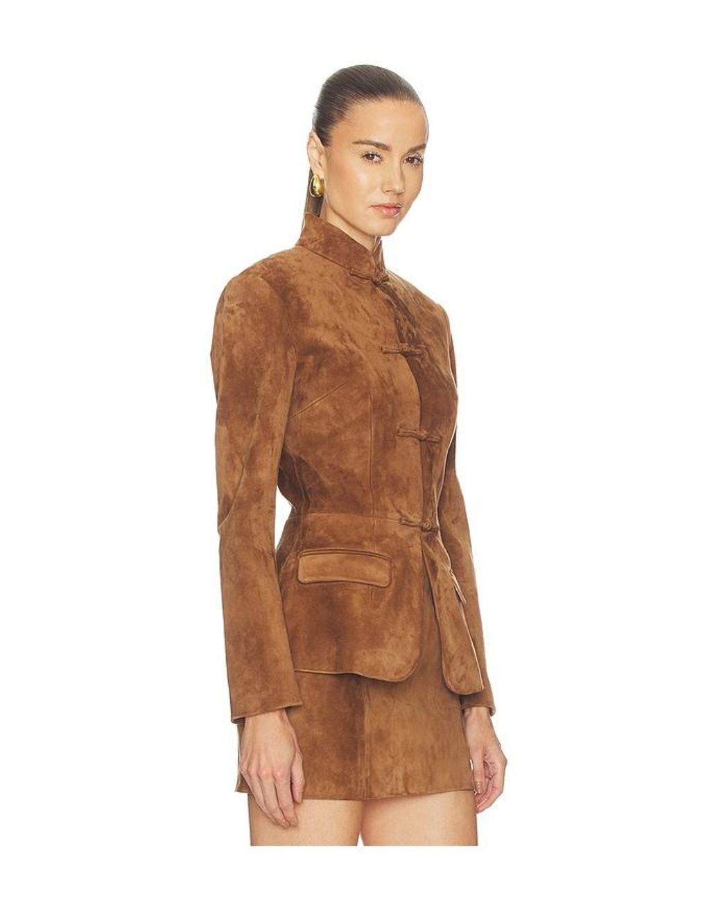 SAU LEE Brown Alba Suede Tang Jacket
