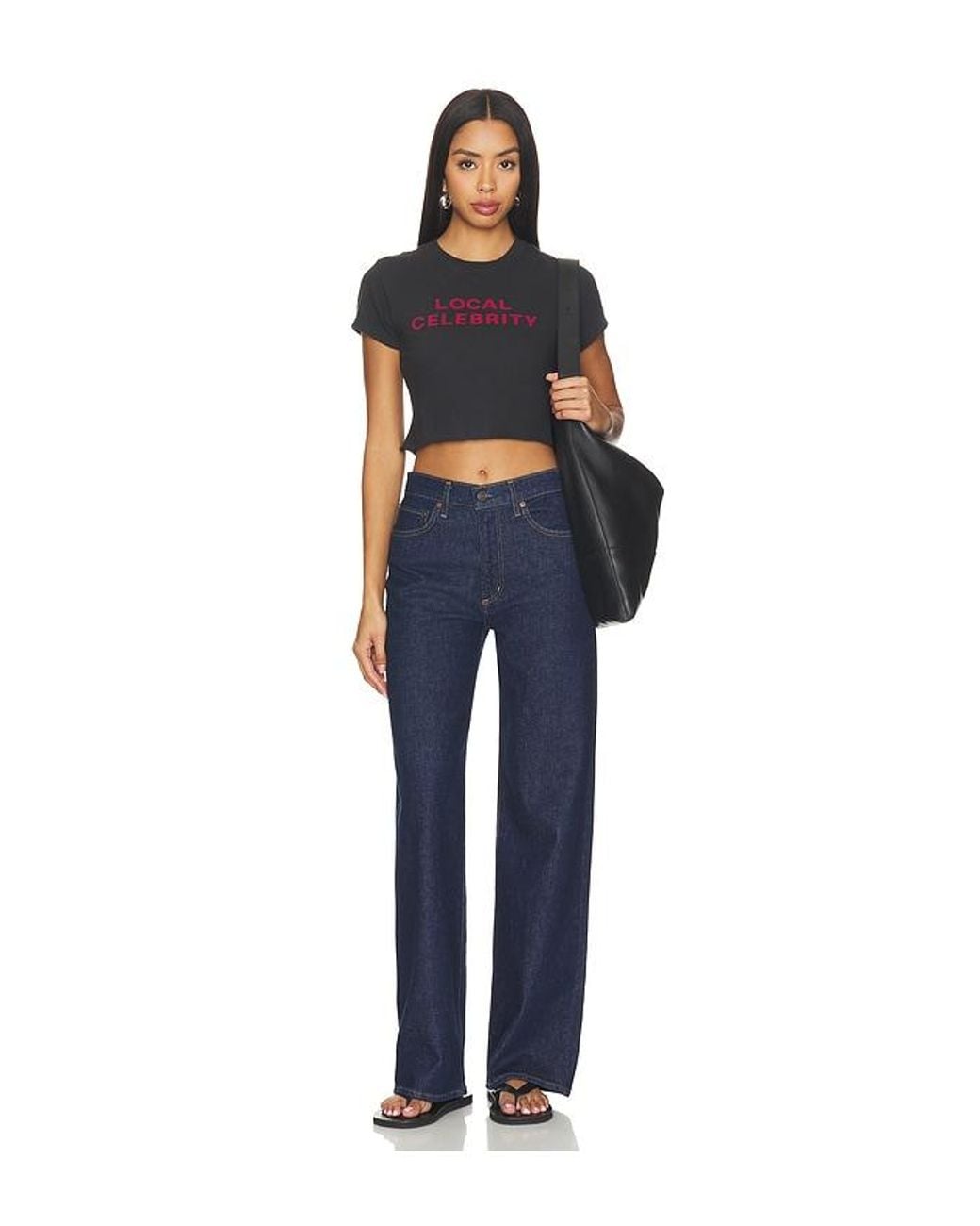 Re/done Black Cropped 60S Slim Tee Local Celeb