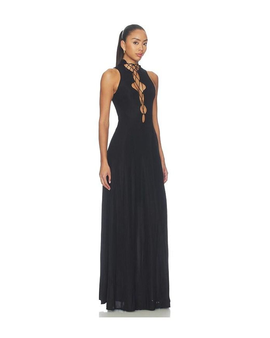 MOTHER OF ALL Black Angie Front Tie Maxi Dress
