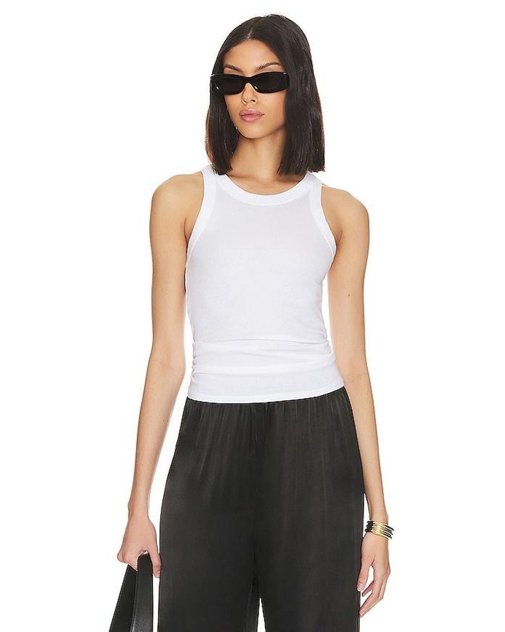 Enza Costa White Bold Sheath Tank