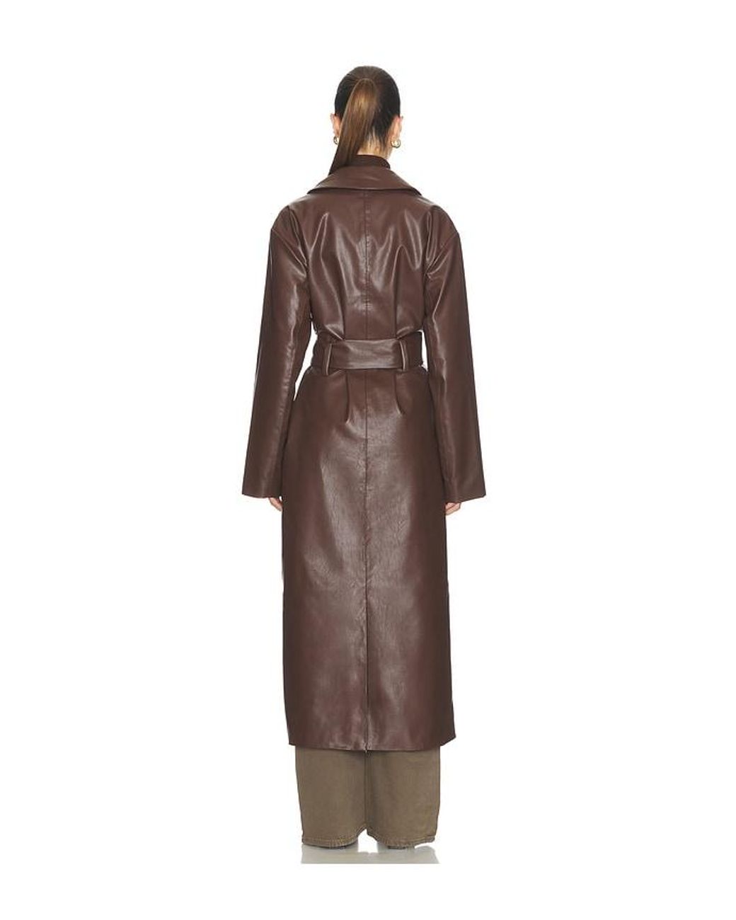 ALL THE WAYS Brown Carey Faux Leather Trench