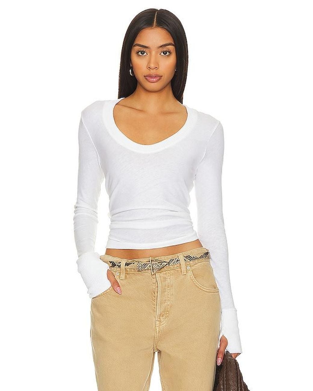 Enza Costa White Cashmere Easy Cuffed U
