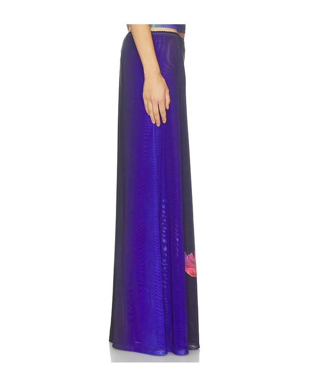 With Harper Lu Blue Mesh Maxi Skirt