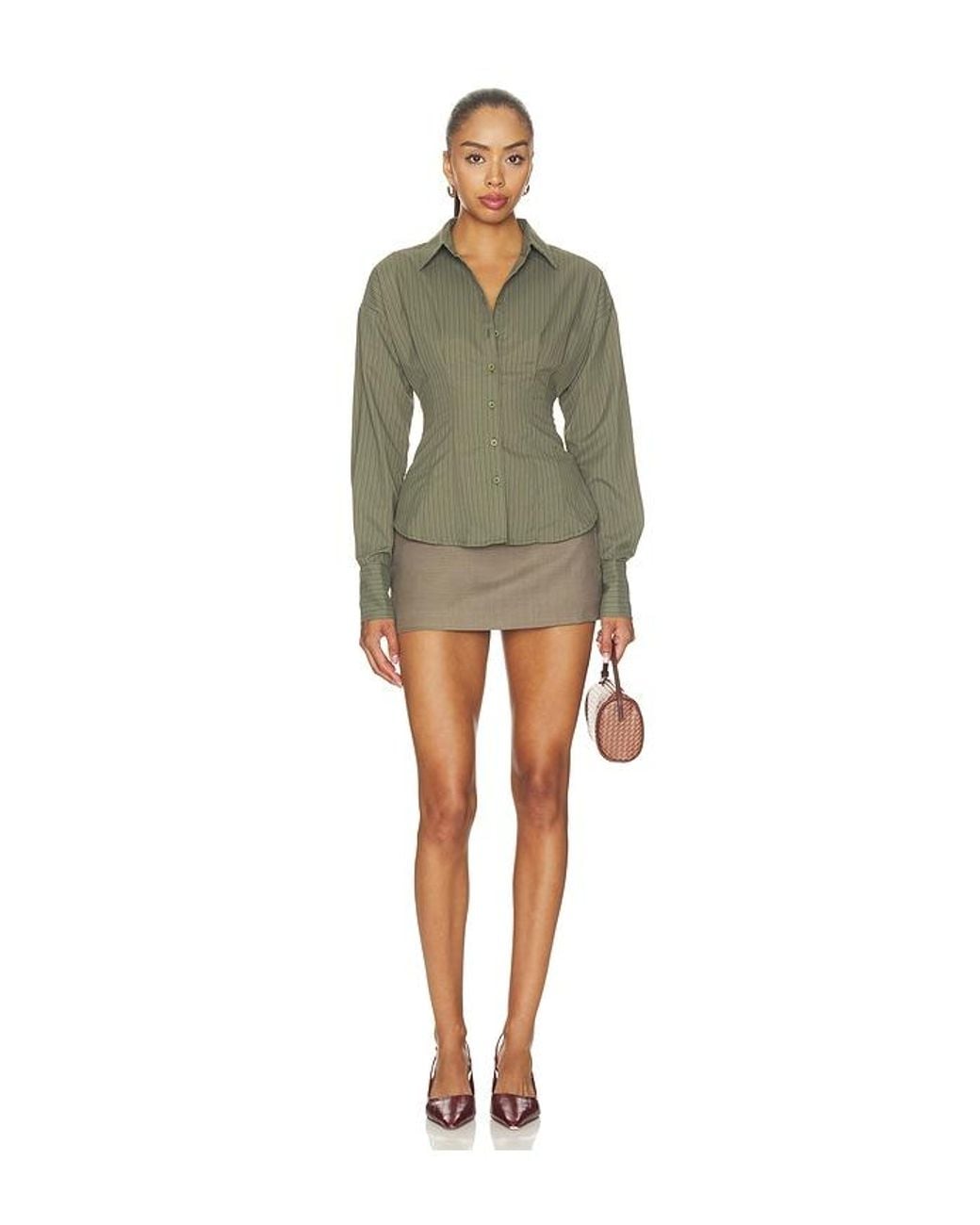 ALL THE WAYS Green Jeyne Button Up Top