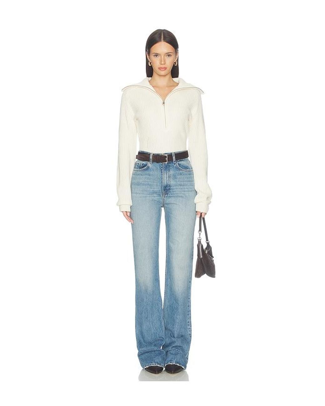 Anine Bing White June Trucker Collar Sweater