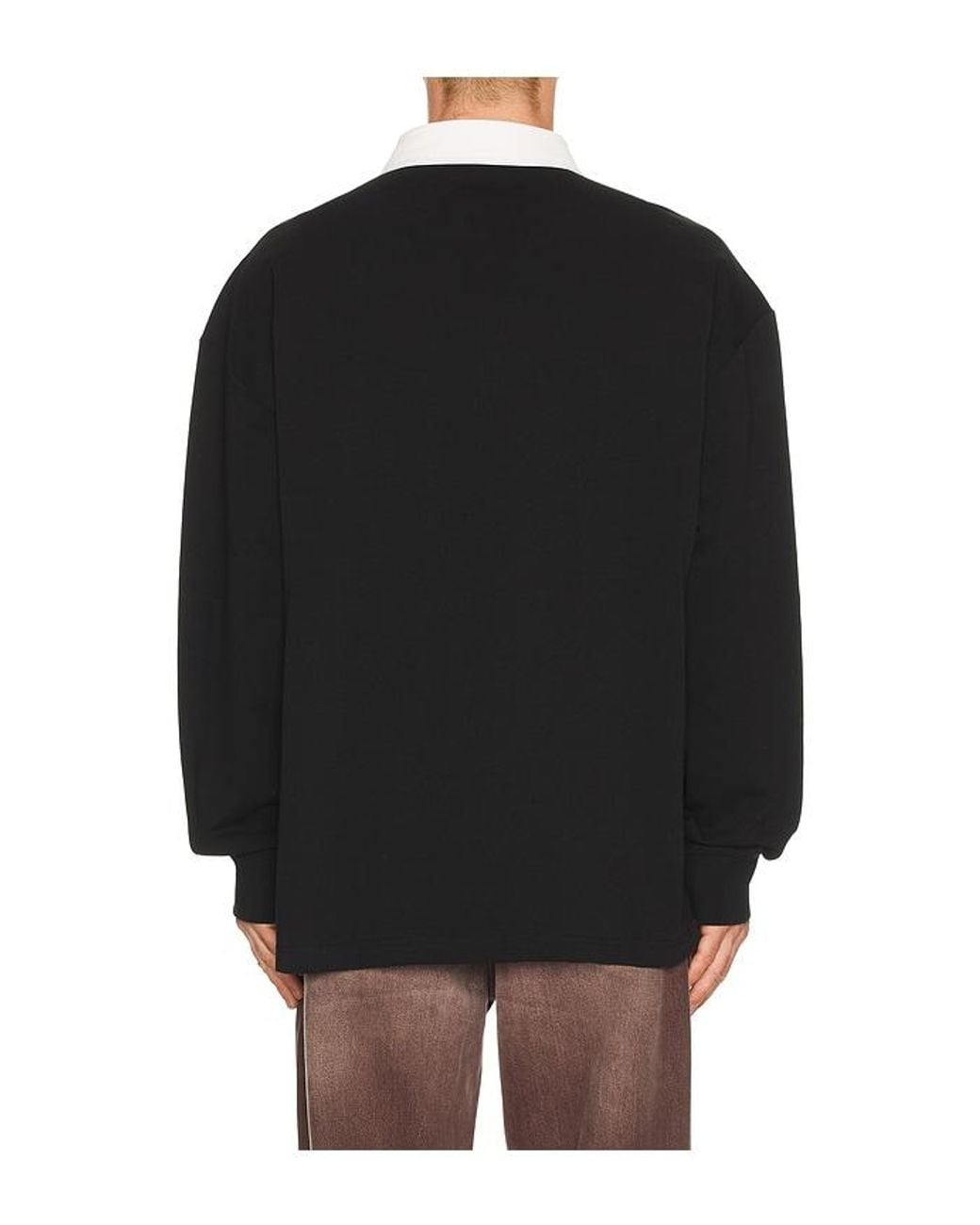 Calvin Klein Black Compact Rugby Long Sleeve Polo for men