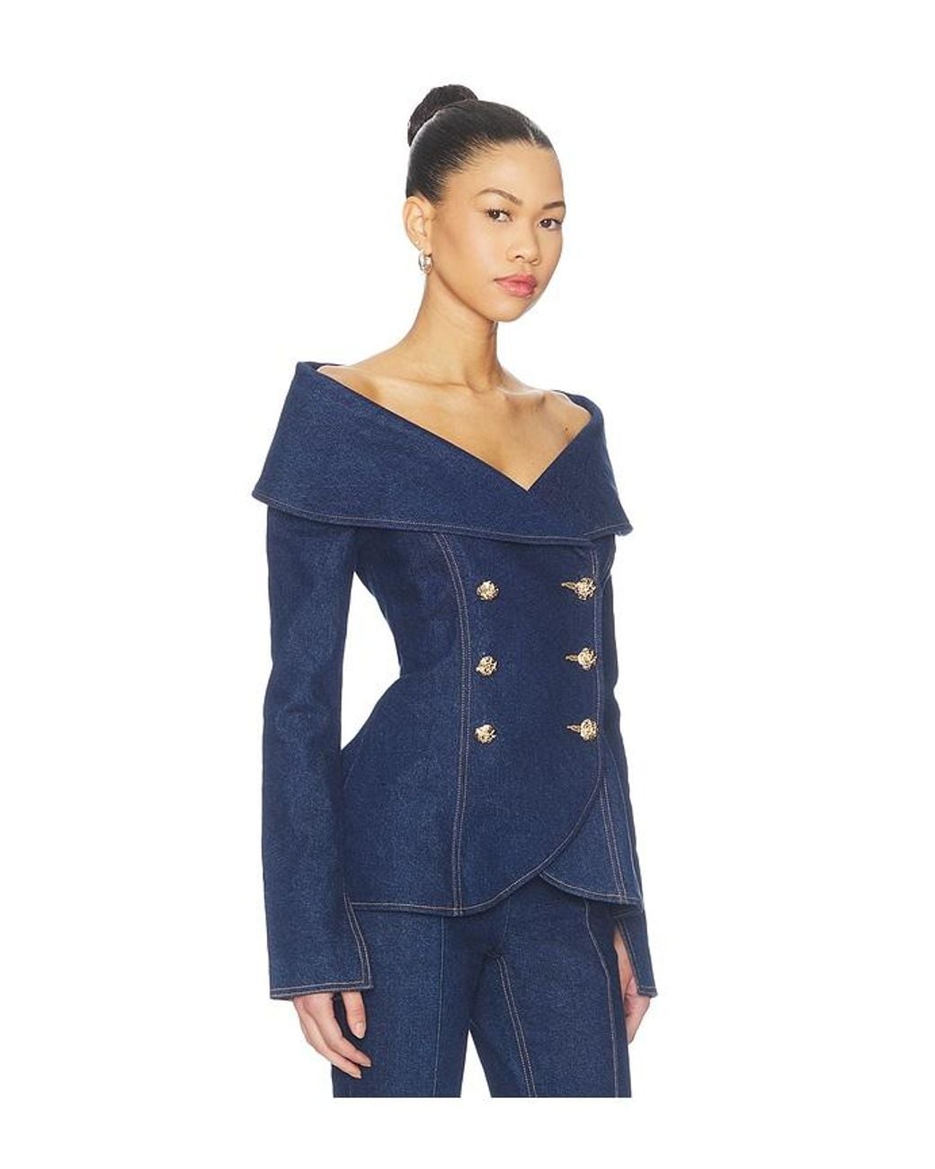 Nadine Merabi Blue Jordan Denim Top