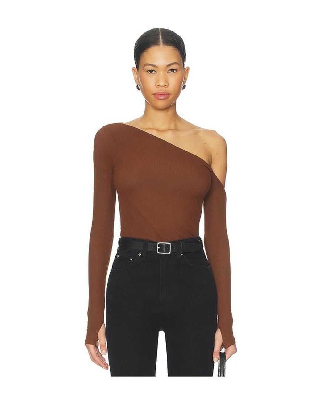 Michael Lauren Black Magdaleno Asymmetrical Cold Shoulder Top