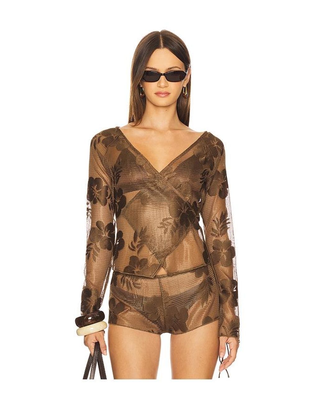 Jaded London Brown Celina Wrap Top