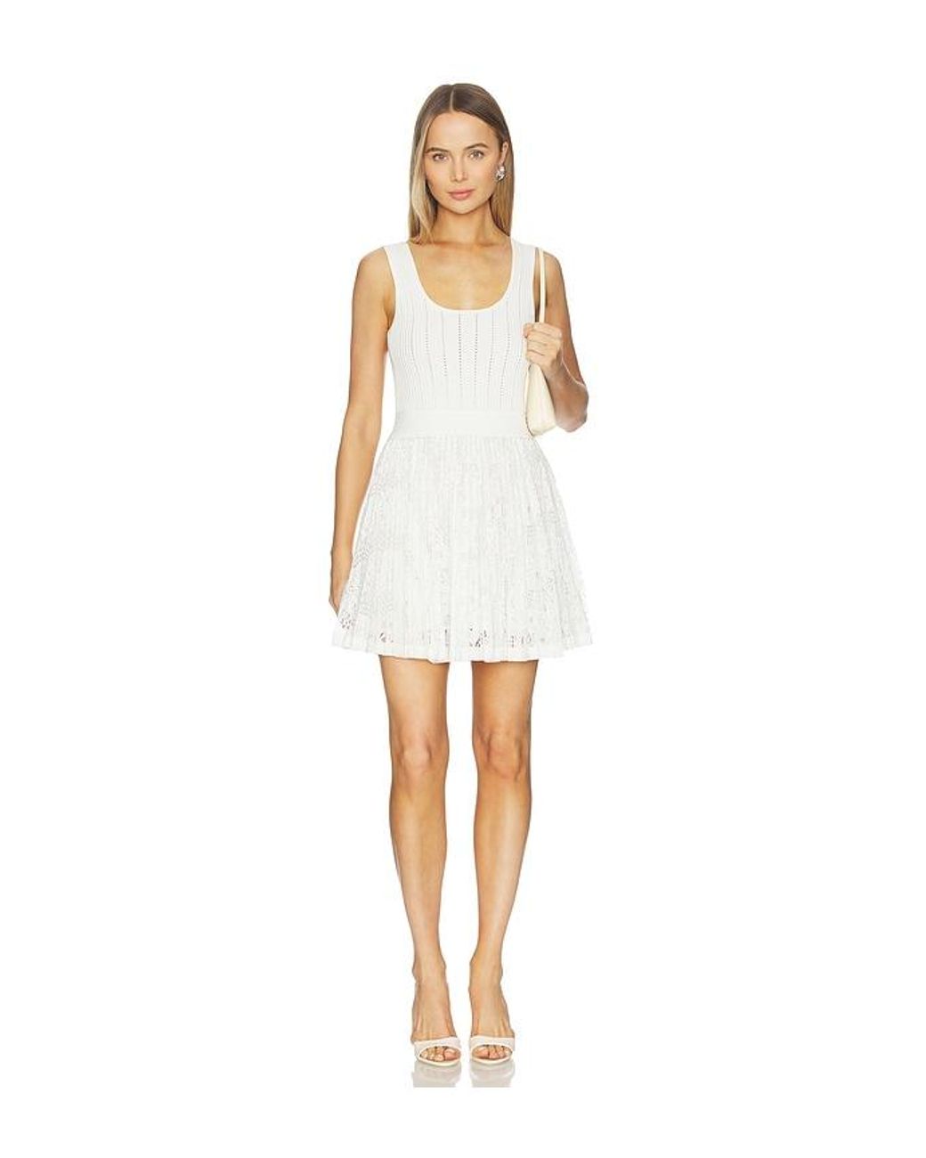 Jonathan Simkhai White Ellis Knit Lace Mini Dress