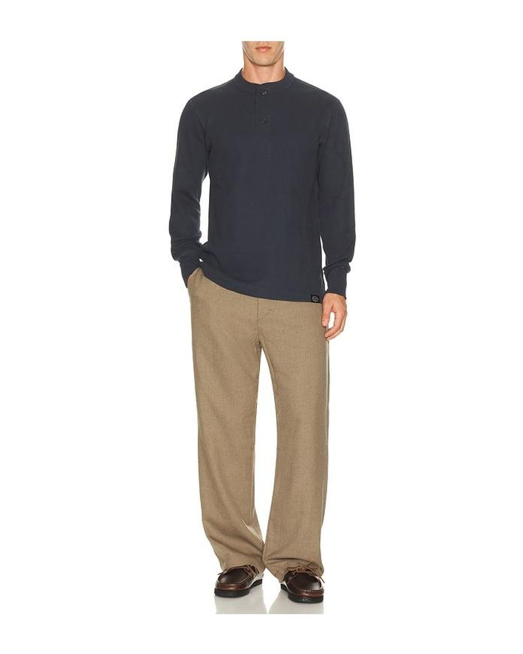 Filson Blue Waffle Knit Henley for men