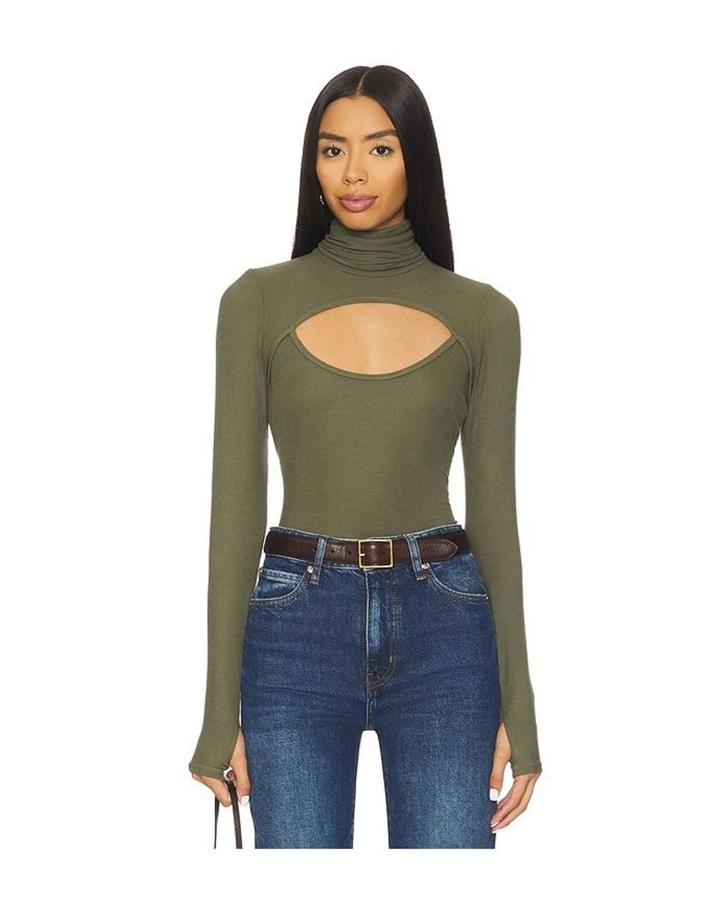 Michael Lauren Blue Cade Long Sleeve Turtleneck Top