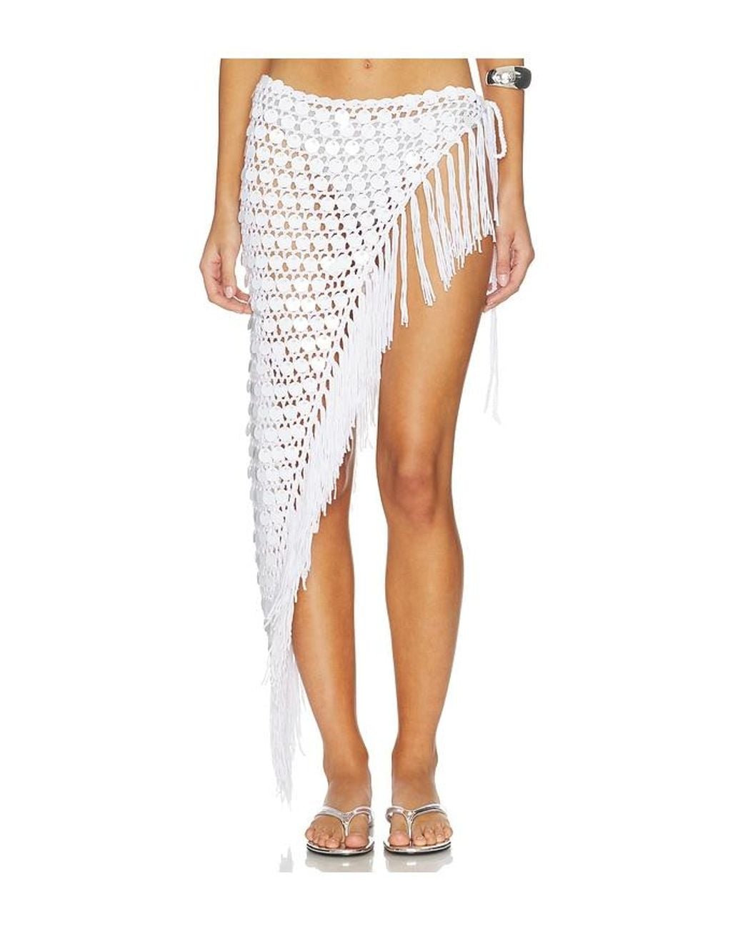 superdown White Roca Crochet Midi Skirt