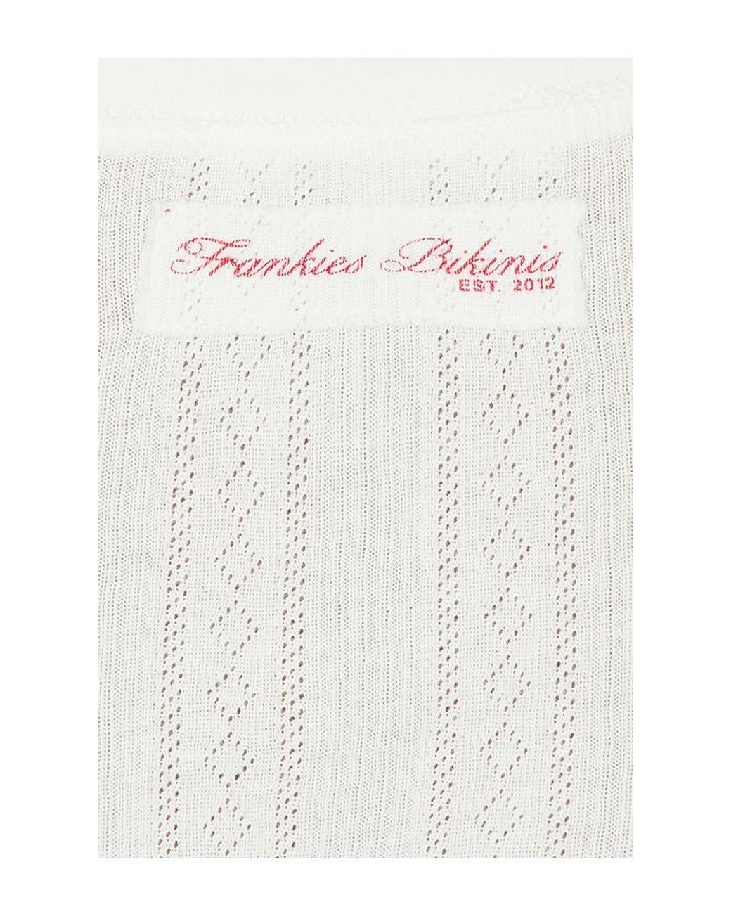 Frankie's Bikinis White School Girl Pointelle Three Quarter Sleeve Shirt