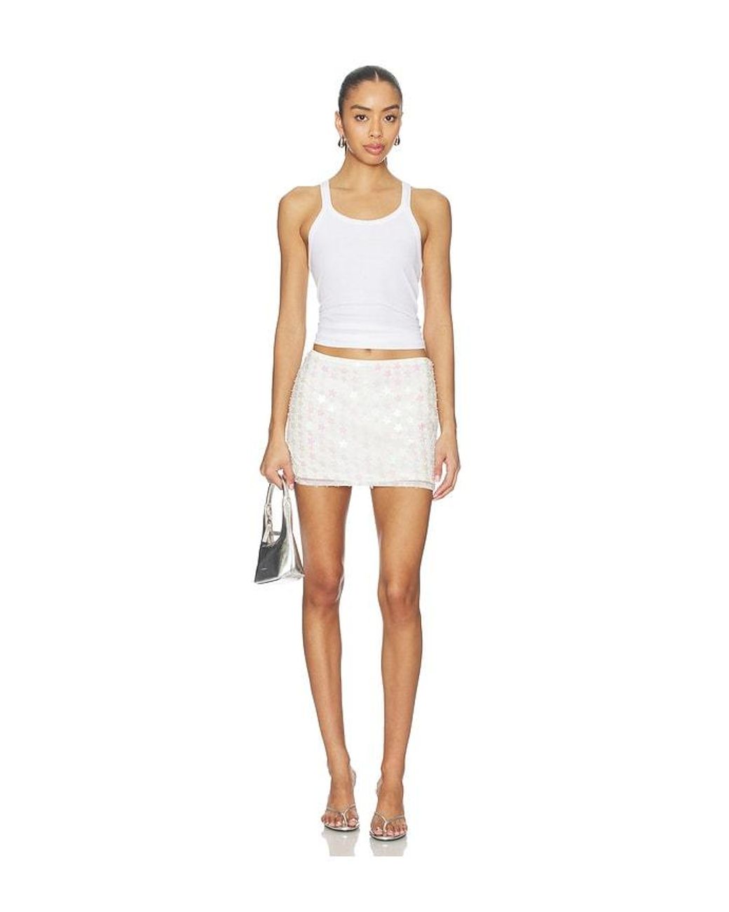 Lovers + Friends White Kensley Sequin Mini Skirt