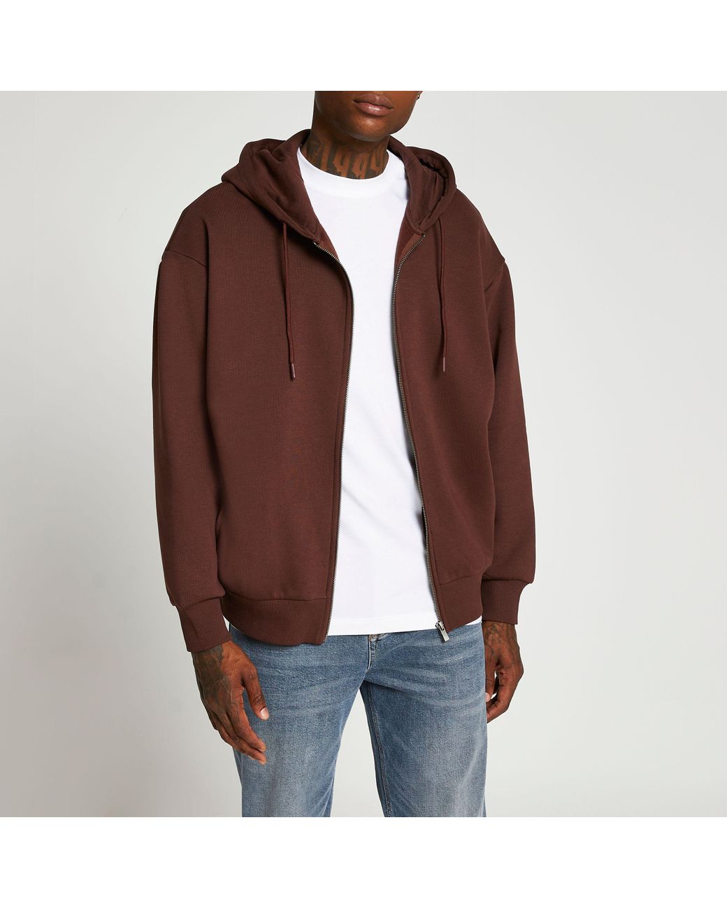 brown oversized zip up jacket