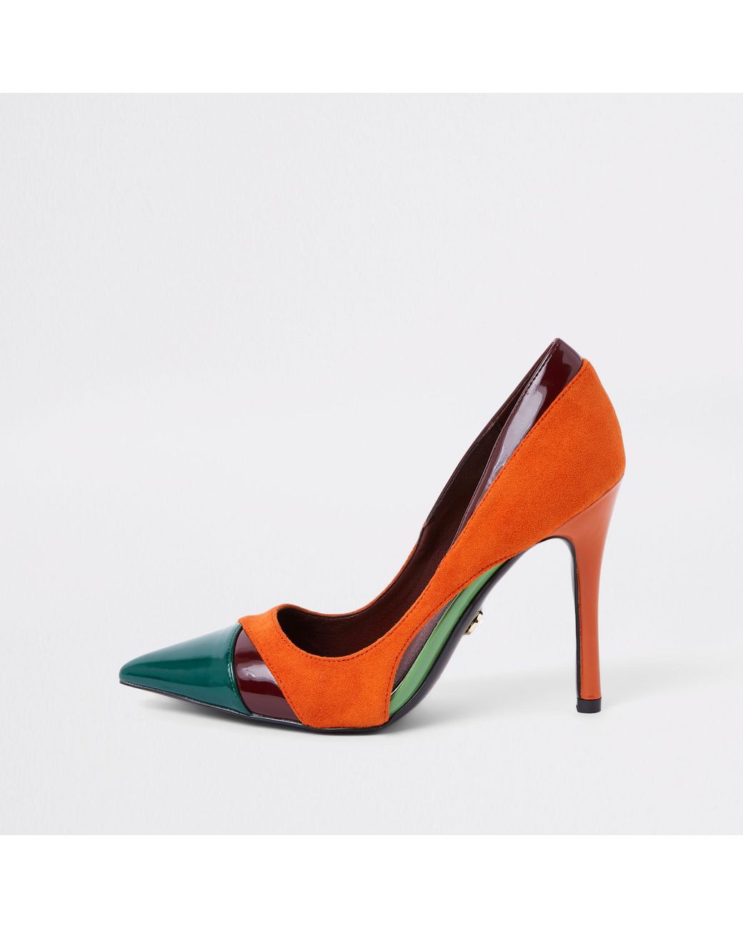 River Island Colour Block Court Shoes in Orange | Lyst UK