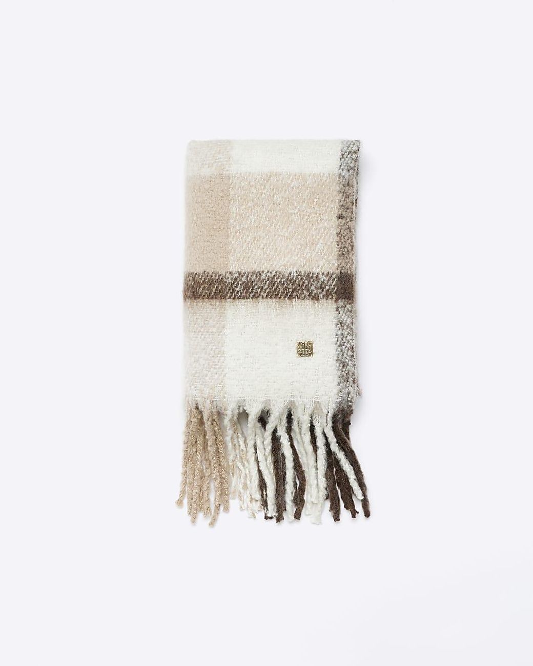 River Island monogram printed scarf in brown