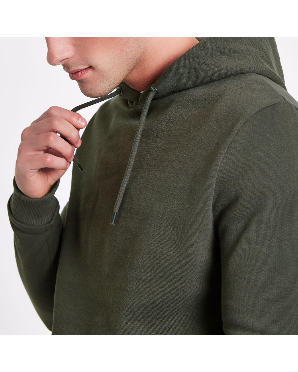 River island green hoodie sale